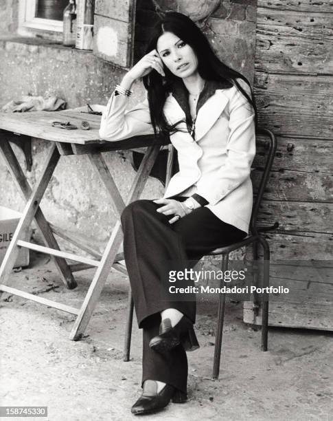 Portrait of the Italian singer and actress Rosanna Fratello . Milan, 1972