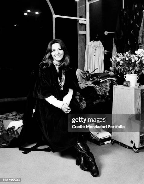 Portrait of Italian actress and TV presenter Laura Efrikian . Rome, 1970s