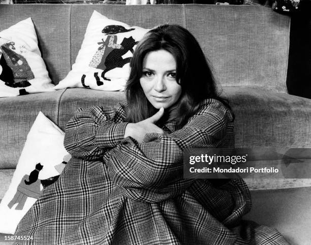 Portrait of Italian actress and TV presenter Laura Efrikian . Rome, 1970s