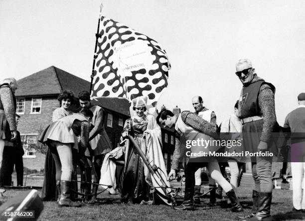 Sansepolcro crossbowmen getting ready. The crossbowmen will fight with the Berry Hill bowmen from Chesterfield during a competition organized by the...