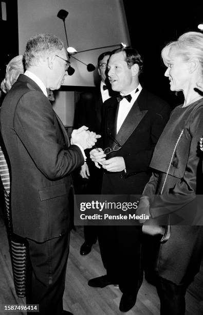 Arie L. Kopelman, Michael Ovitz, and Judy Ovitz attend an event, presented by the Muinicipal Art Society, at the 1950 Gallery in New York City on...