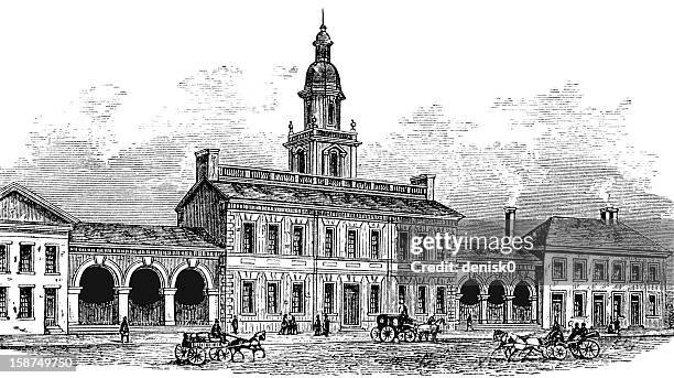 independence hall - us constitution stock illustrations