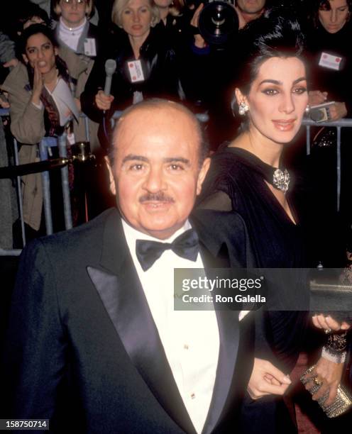 Businessman Adnan Khashoggi and wife Shahpari Khashoggi attend the Wedding of Donald Trump and Marla Maples on December 20, 1993 at The Plaza Hotel...