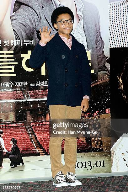 South Korean actor Hwang Yong-Yon attends the 'My Little Hero' press screening at CGV on December 27, 2012 in Seoul, South Korea. The film will open...