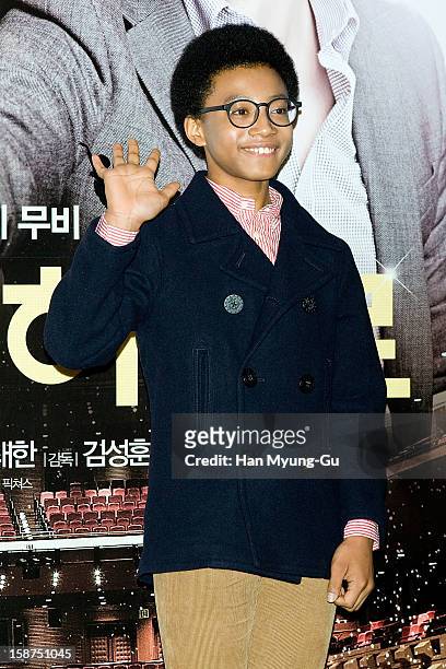 South Korean actor Hwang Yong-Yon attends the 'My Little Hero' press screening at CGV on December 27, 2012 in Seoul, South Korea. The film will open...