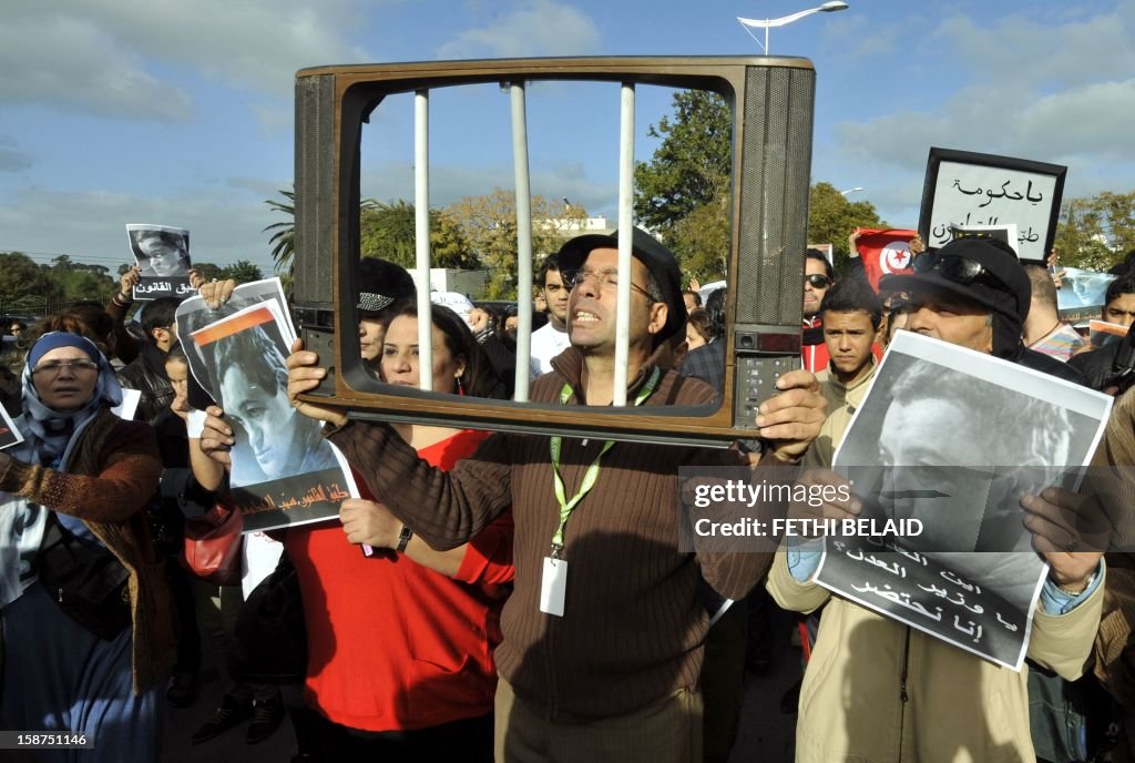 TUNISIA-POLITICS-MEDIA-DEMO