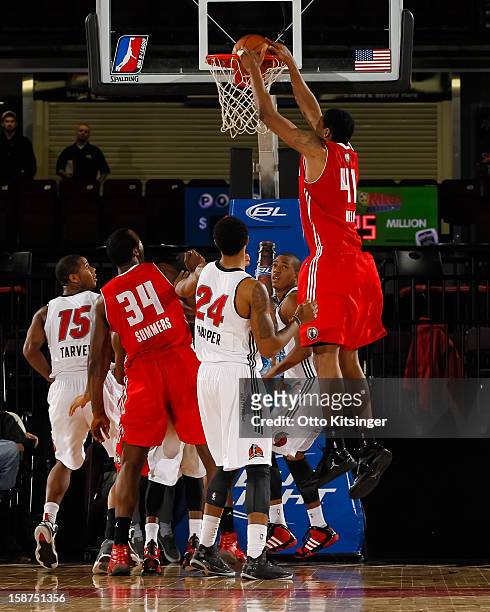 Fab Melo of the Maine Red Claws scores a basket on a rebound against the Idaho Stampede during the NBA D-League game on December 26, 2012 at...