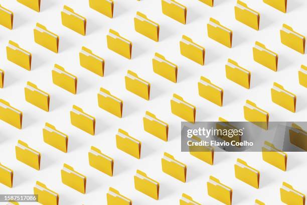 yellow folders pattern background - computer file search stock pictures, royalty-free photos & images