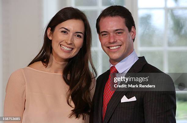 Prince Felix of Luxembourg and his fiancee Claire Lademacher attend a Portrait Session at Chateau De Berg on December 27, 2012 in Luxembourg,...