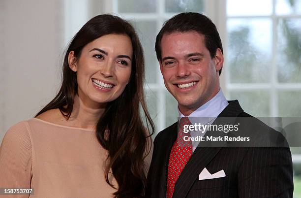 Prince Felix of Luxembourg and his fiancee Claire Lademacher attend a Portrait Session at Chateau De Berg on December 27, 2012 in Luxembourg,...