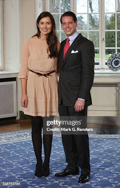 Mademoiselle Claire Lademacher and SAR The Prince Felix of Luxembourg attend a Portrait Session at Chateau De Berg on December 27, 2012 in...