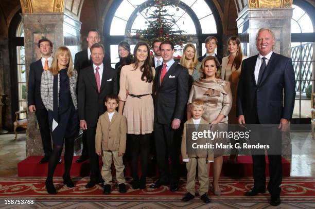 Prince Gabriel of Luxembourg, Prince Noah of Luxembourg, Mdme Lademacher, Grand Duke Henri of Luxembourg, Claire Lademacher, Prince Felix of...