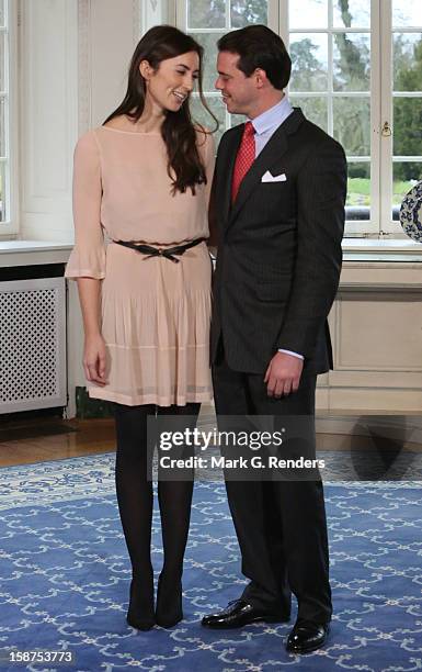 Mademoiselle Claire Lademacher and SAR The Prince Felix of Luxembourg attend a Portrait Session at Chateau De Berg on December 27, 2012 in...