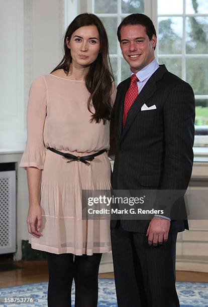 Mademoiselle Claire Lademacher and SAR The Prince Felix of Luxembourg attend a Portrait Session at Chateau De Berg on December 27, 2012 in...