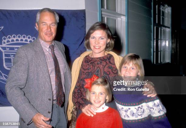 Actor Steve Kanaly, wife Brent Power and daughters on November 12, 1988 sighting at Los Angeles Equestrian Center in Burbank, California.