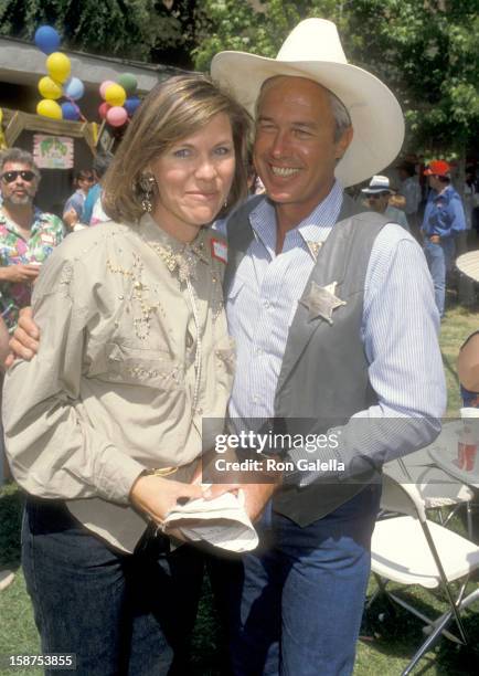 Actor Steve Kanaly and wife Brent Power attend the 11th Annual Great Coldwater Canyon Chili Cookoff on May 2, 1987 at St. Michael and All Angel's...