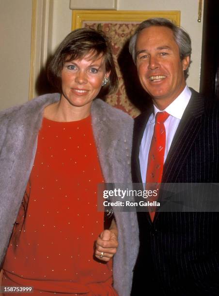 Actor Steve Kanaly and wife Brent Power attend the Dinner Tribute to Donald "Bud" Grant on December 13, 1985 at Beverly Wilshire Hotel in Beverly...