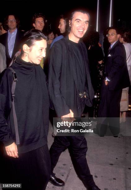 Musician David Byrne of Talking Heads and wife Adelle Lutz attend the "Light Sleeper" New York City Premiere on August 18, 1992 at City Cinemas...