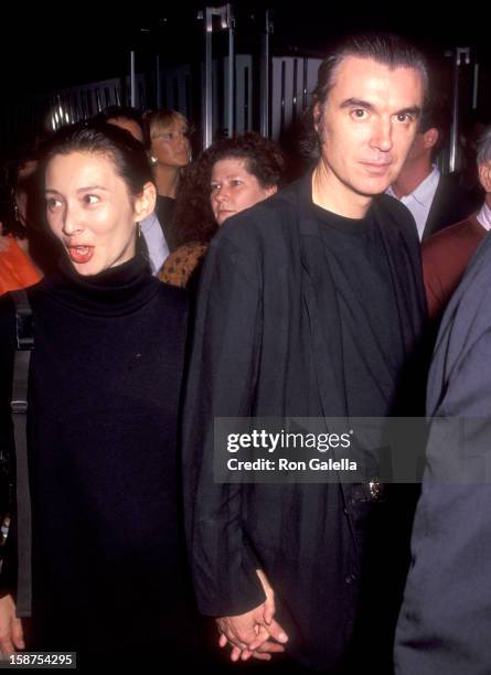 Musician David Byrne of Talking Heads and wife Adelle Lutz attend the "Light Sleeper" New York City Premiere on August 18, 1992 at City Cinemas...