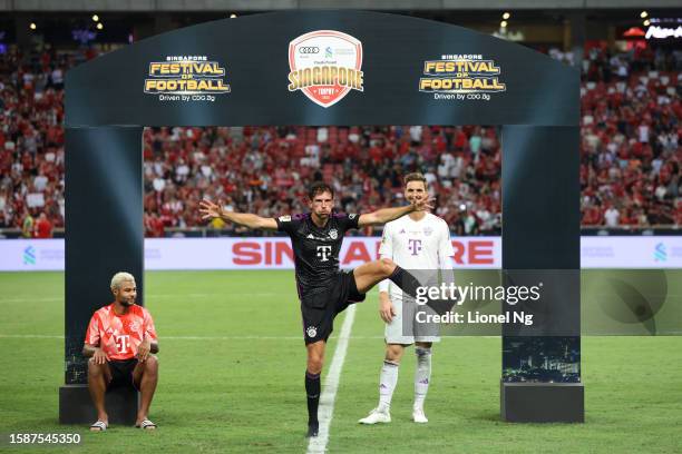 Leon Goretzka of Bayern Muenchen celebrates at the end of the pre-season friendly match between Liverpool and Bayern Muenchen at the National Stadium...