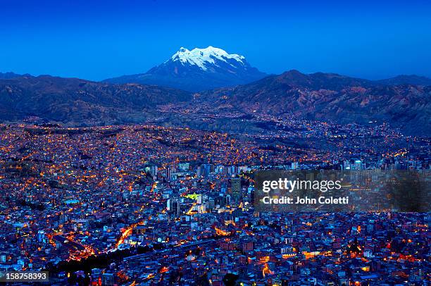 mount illimani, la paz, bolivia - la paz bolivia stock pictures, royalty-free photos & images