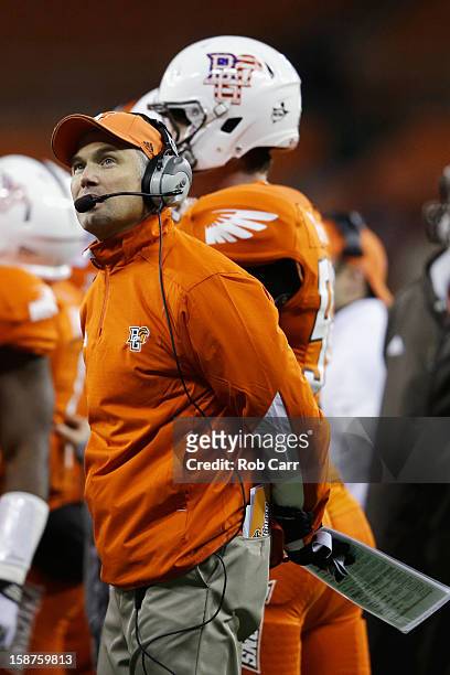 Head coach Dave Clawson of the Bowling Green Falcons looks on from the sidelines during the second half of their 29-20 loss to the San Jose State...