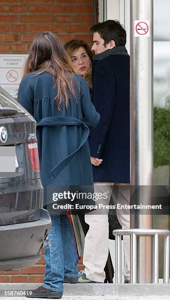 Jose Maria Aznar Junior , Ana Botella and Monica Abascal leave hospital on December 16, 2012 in Madrid, Spain.