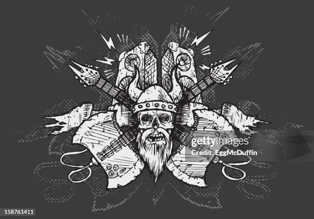 ilustrações, clipart, desenhos animados e ícones de viking metal \ m / - heavy metal