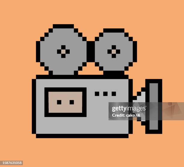 movie camera pixel style - film projector stock illustrations