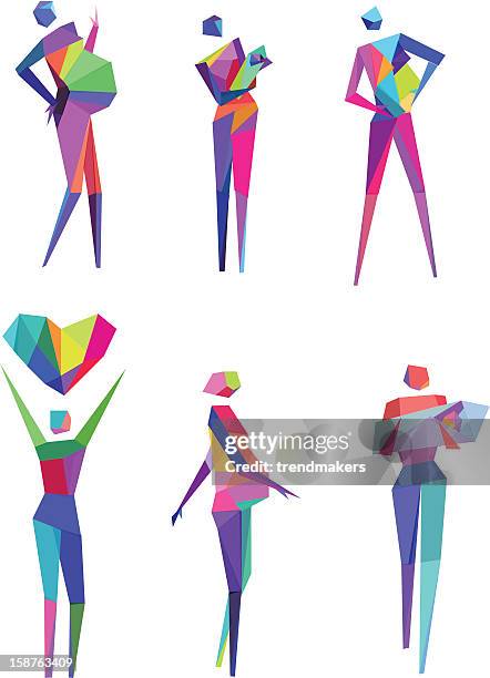 concept polygonal people - baby creativity ideas stock illustrations