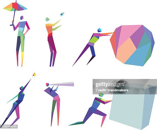 concept polygonal people - sisyphus icon stock illustrations