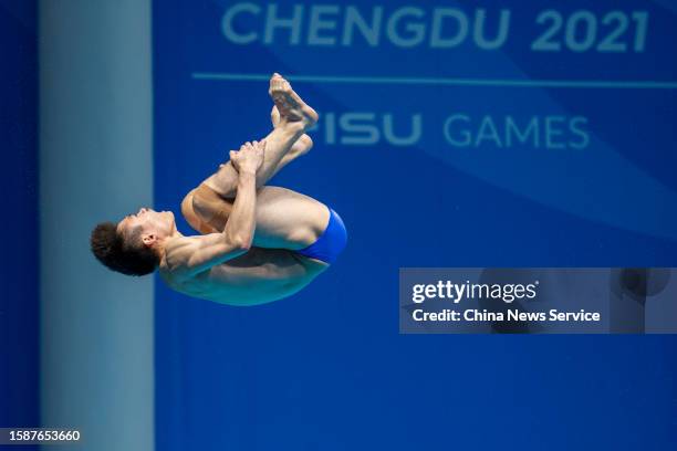 Liang Chaohui of Team China competes in the Diving - Men's 3m Springboard Final on day 5 of 31st FISU Summer World University Games at Jianyang...