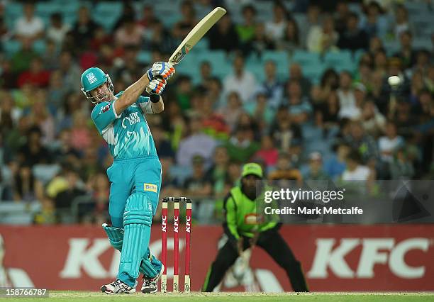 Dan Christian of the Heat bats during the Big Bash League match between the Sydney Thunder and the Brisbane Heat at ANZ Stadium on December 28, 2012...