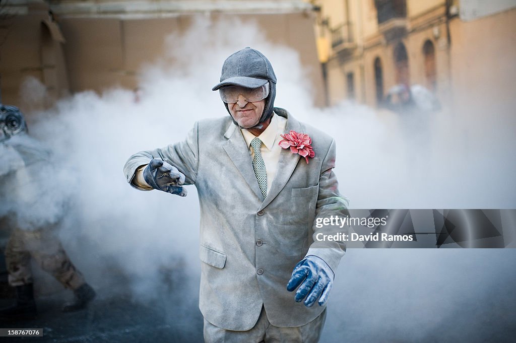 Els Enfarinats Festival Celebrated With Flour Fight In Ibi