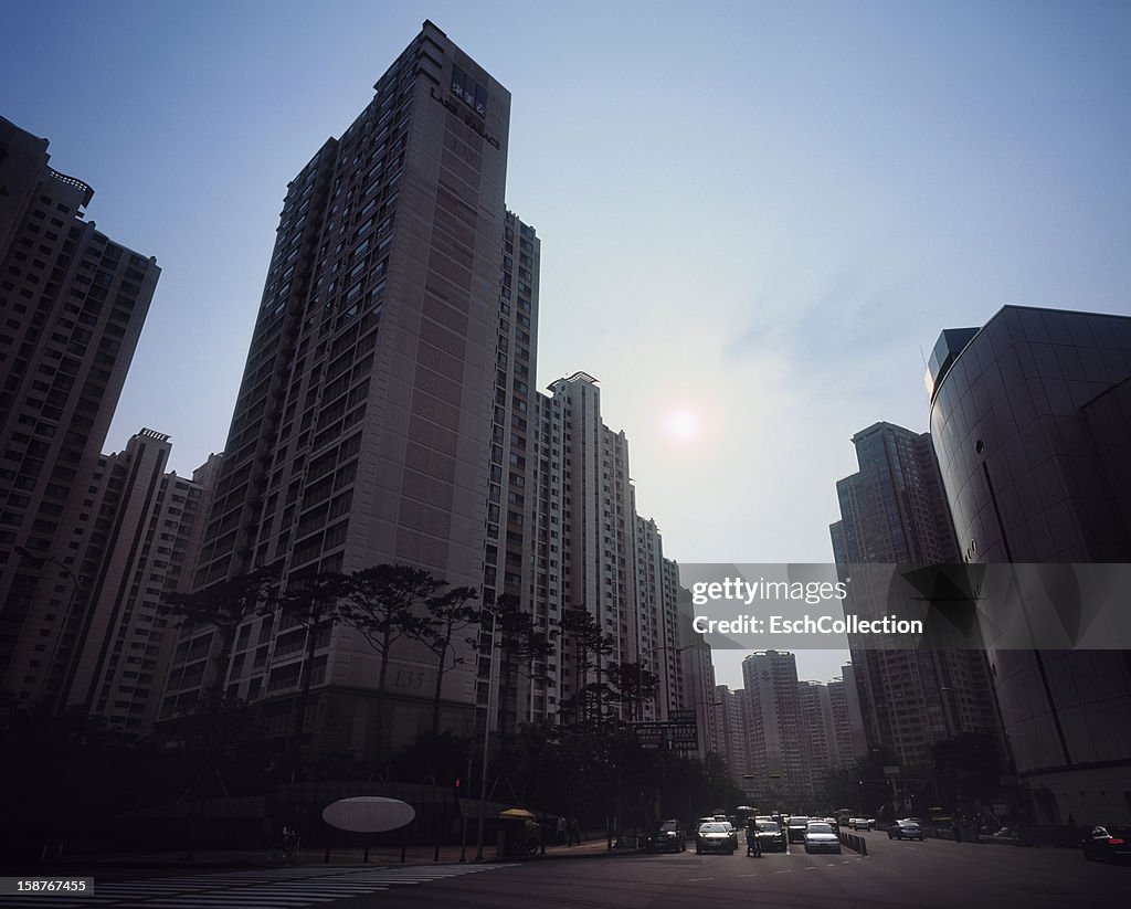 Large group of giant apartment buildings, Seoul