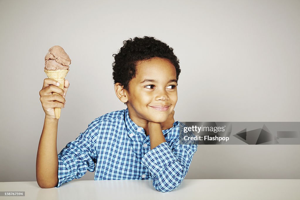 Portrait of boy with ice-cream