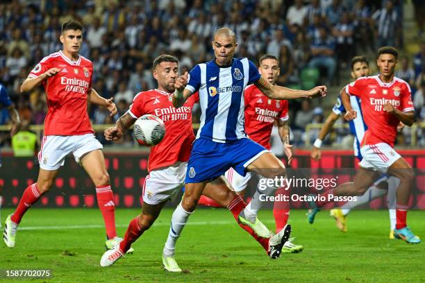 Pepe of FC Porto in action during the Supercopa de Portugal Final match between SL Benfica v FC Porto at Estadio Municipal de Aveiro on August 9,...