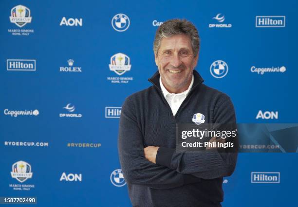 José María Olazábal poses prior to being named as a Vice Captain for Luke Donald's European 2023 Ryder Cup team July 24, 2023 at Royal Porthcawl Golf...