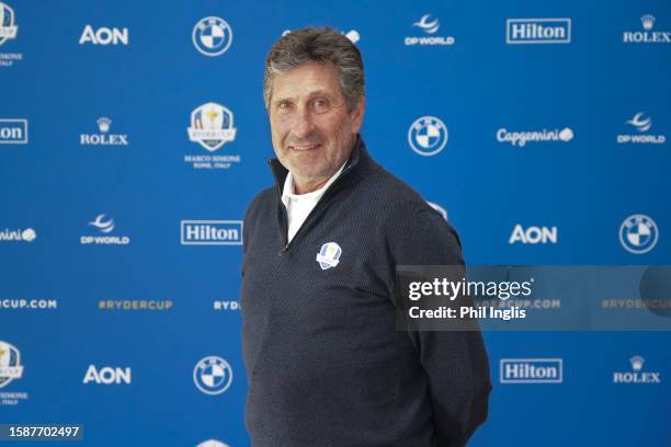 José María Olazábal poses prior to being named as a Vice Captain for Luke Donald's European 2023 Ryder Cup team July 24, 2023 at Royal Porthcawl Golf...