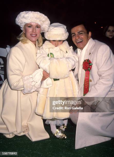 Radio Personality Casey Kasem, wife Jean Kasem and daughter Liberty Kasem attend 63rd Annual Hollywood Christmas Parade on November 27, 1994 at KTLA...