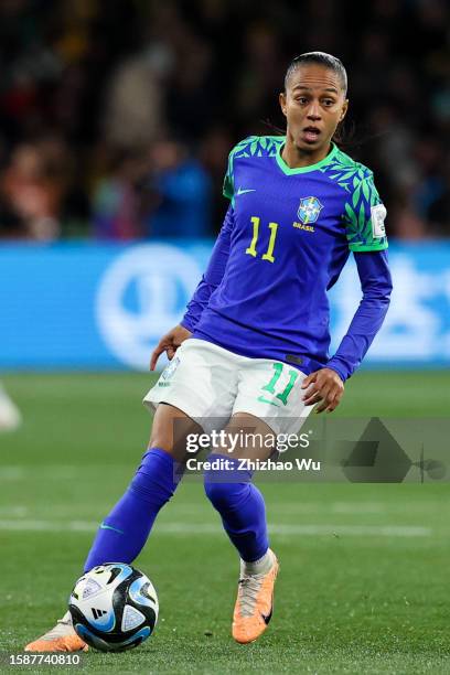 Adriana of Brazil controls the ball during the FIFA Women's World Cup Australia & New Zealand 2023 Group F match between Jamaica and Brazil at...