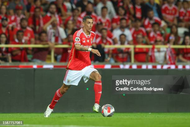 Angel Di Maria of SL Benfica during the match between SL Benfica and FC Porto for the Supertaca de Portugal at Estádio Municipal de Aveiro on August...