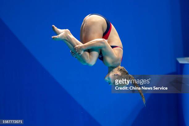 Sophia Grace Verzyl of Team United States competes in the Diving - Women's 1m Springboard Final on day 4 of 31st FISU Summer World University Games...