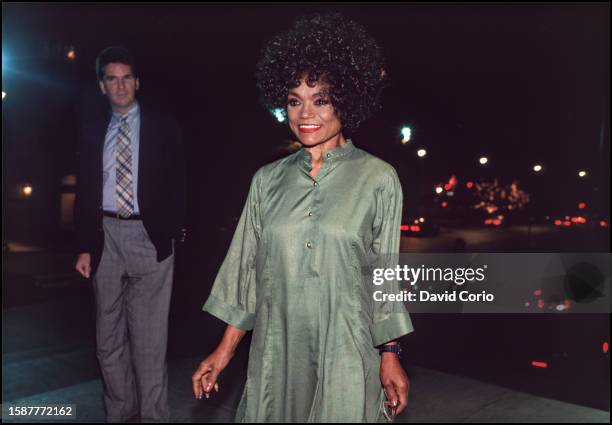 Eartha Kitt arriving at Bette Midler's after show party at Metropolitan Museum of Art at 1000 5th Ave, NYC on 14 September 1993.