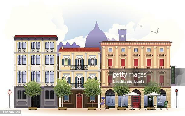 cityscape one - high end store fronts stock illustrations