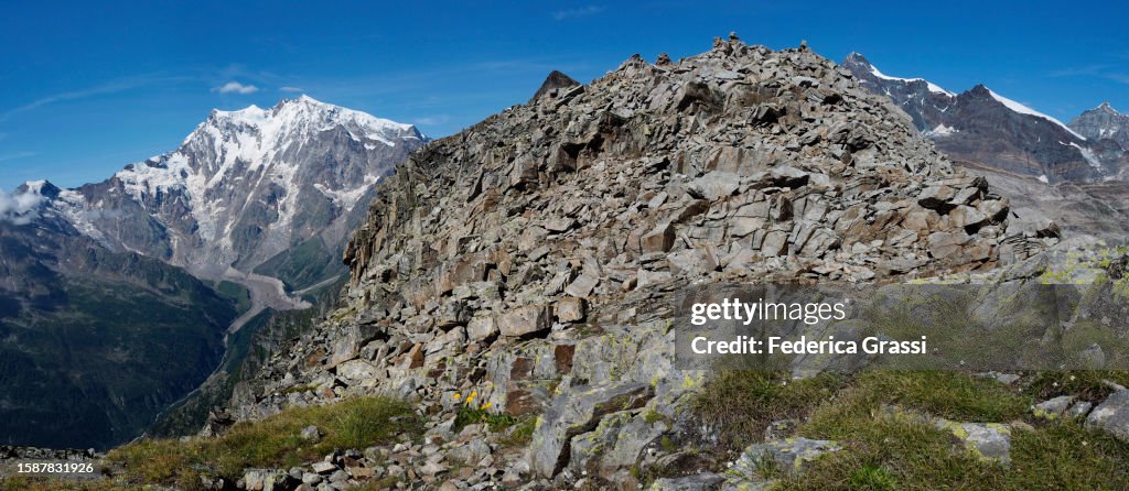 Panorama View of Monte Rosa and Monte Moro from Monte Moro Pass