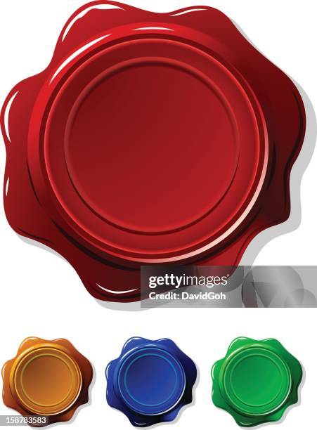 wax seal - green stamp stock illustrations