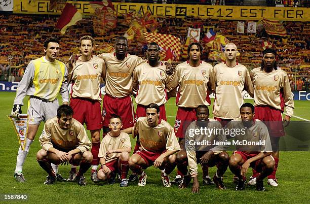 The Lens players line up for a team photograph before the UEFA Champions League First Phase Group G match between Lens v AC Milan on October 29, 2002...