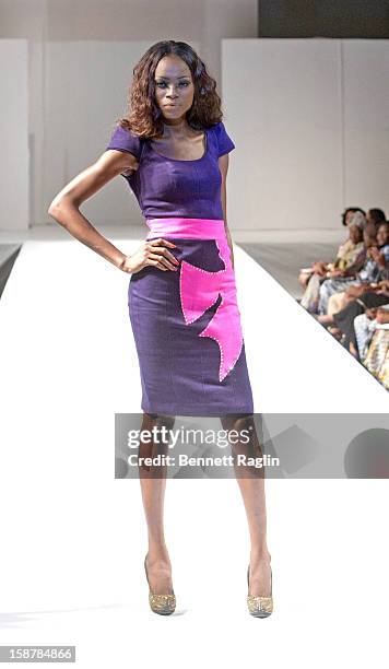 Model wearing the Diamond Collection By Folake Majin Fashion Show at Iko Hotel and Suites on December 27, 2012 in Lagos, Nigeria.