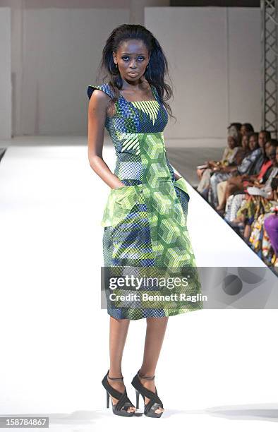 Model wearing the Diamond Collection By Folake Majin Fashion Show at Iko Hotel and Suites on December 27, 2012 in Lagos, Nigeria.